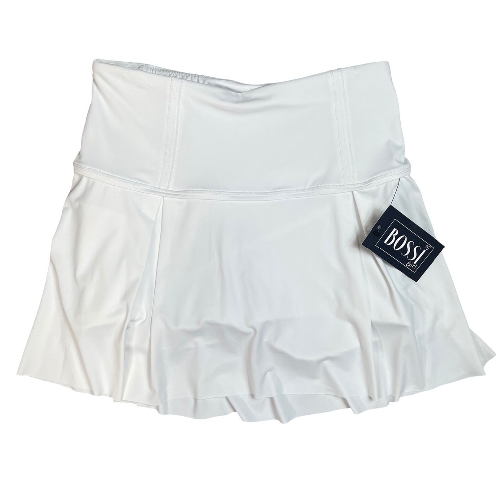 BOSSI Juniors Tennis Skirt Skort White Pleated Athletic Juniors Large